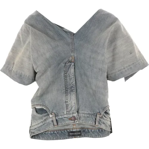 Denim Top with Trompe-l’œil Design , female, Sizes: S - Balenciaga - Modalova