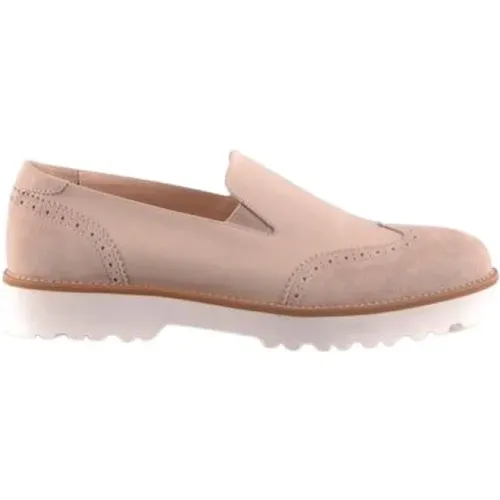 Feminine Slip On Brogue Flats aus Wildleder , Damen, Größe: 40 EU - Hogan - Modalova