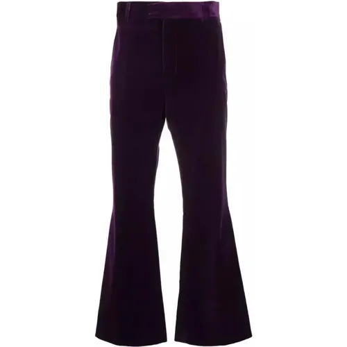 Purple Velvet Flare Pants , male, Sizes: S - Palm Angels - Modalova