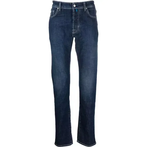 Indigo Cotton Blend Jeans with Bandana Detail , male, Sizes: W36, W33 - Jacob Cohën - Modalova