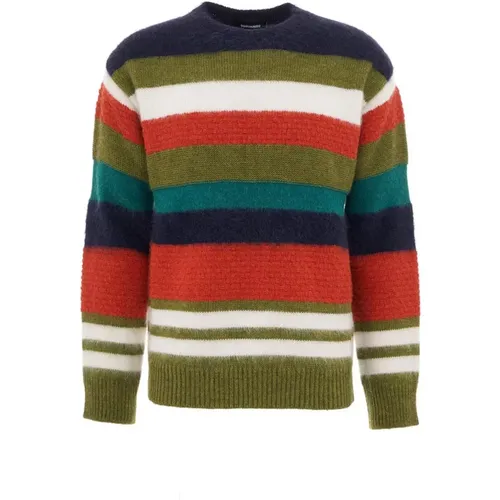 Men`s Knit Sweater with Contrast Stripes , male, Sizes: M - Dsquared2 - Modalova