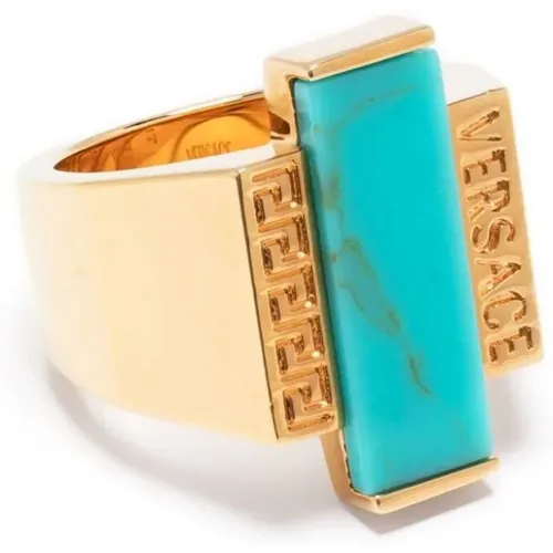 Gold Emerald Ring Size: 21, colour: Gold , unisex, Sizes: 54 MM - Versace - Modalova