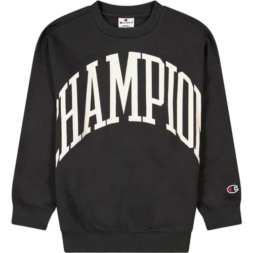 Grauer Oversize Sweatshirt mit Logo - Champion - Modalova