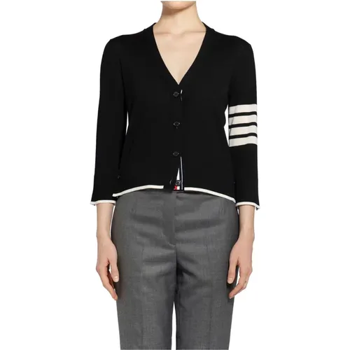 V-Neck Cardigan with 4-Bar Stripe , female, Sizes: 2XS, S - Thom Browne - Modalova