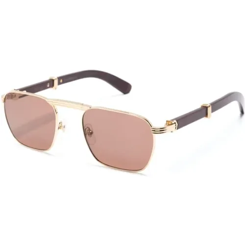 Gold Sunglasses with Original Accessories , male, Sizes: 54 MM - Cartier - Modalova