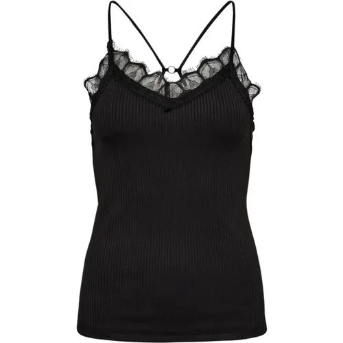 Rippenspitzen-Tanktop Schwarz , Damen, Größe: XS - Co'Couture - Modalova