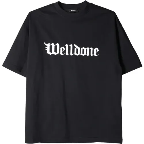 Gothic Logo Schwarzes T-Shirt , Herren, Größe: S - We11Done - Modalova