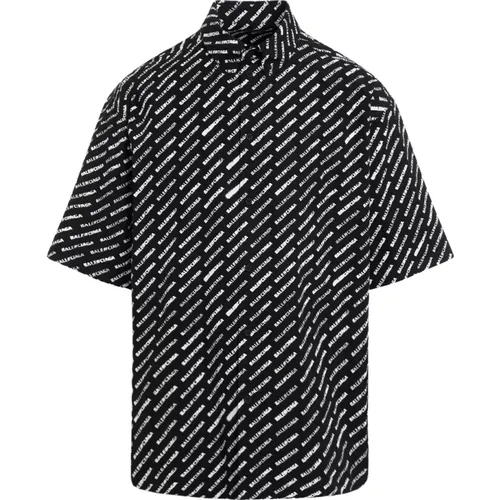 Logoed Cotton Shirt Ss24 , male, Sizes: M - Balenciaga - Modalova
