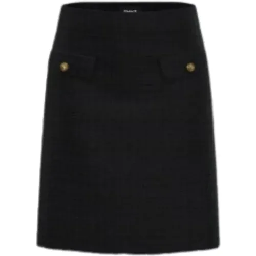 Chic Wool Blend Skirt with Fringes , female, Sizes: L, M - Marella - Modalova