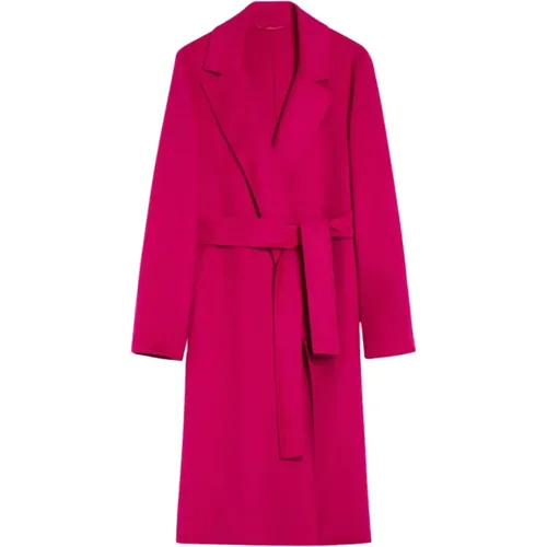 Fuchsia Wool Blend Wrap Coat , female, Sizes: L, M - Iblues - Modalova