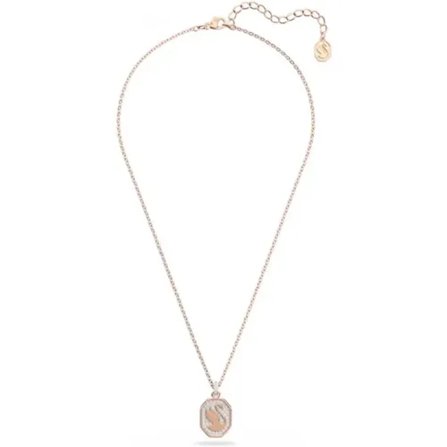 Signum Swan Pendant Necklace, Rose Gold and White , female, Sizes: ONE SIZE - Swarovski - Modalova