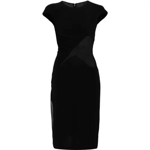 Draped Crepe Dress with Semi-Transparent Mesh Details , female, Sizes: XS - Givenchy - Modalova