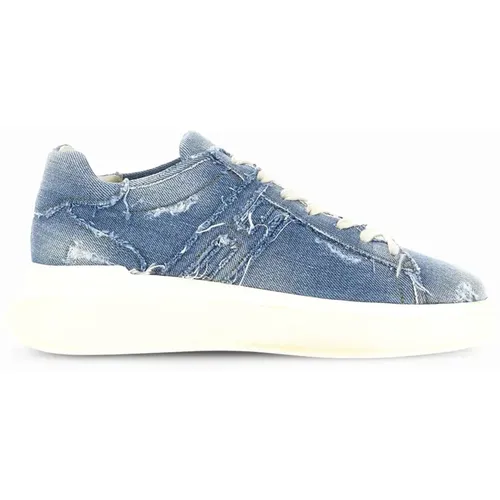 Blaue Baumwoll-Sneakers mit Memory Foam , Herren, Größe: 43 1/2 EU - Hogan - Modalova