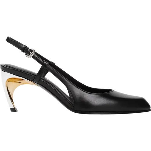 Schwarze Lederpumps mit Aussparungen , Damen, Größe: 37 EU - alexander mcqueen - Modalova