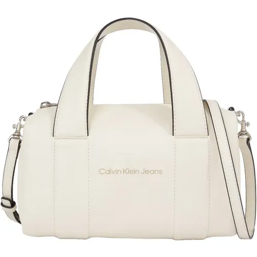 Cream Monogram Logo Squarrel Bag , female, Sizes: ONE SIZE - Calvin Klein - Modalova