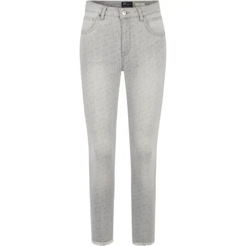 High Waist Slim Jeans mit RR Logo gelasert - RAFFAELLO ROSSI - Modalova