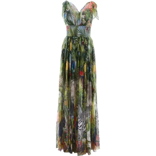 Womens Jungle Long Dress , female, Sizes: 3XS - Dolce & Gabbana - Modalova