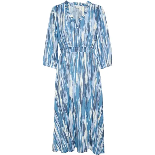 Blaues Abstraktes Print Kleid , Damen, Größe: 3XL - Kaffe - Modalova