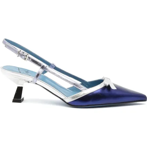Blau und Silber Leder Slingback Schuhe , Damen, Größe: 38 EU - Roberto Festa - Modalova