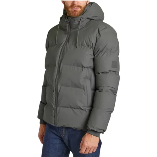 Graue Pufferjacke , Herren, Größe: L - Rains - Modalova