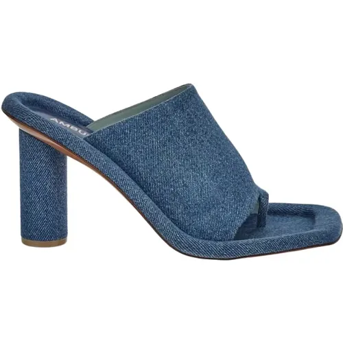 Cotton Heeled Mules , female, Sizes: 7 UK, 5 UK, 3 UK - Ambush - Modalova