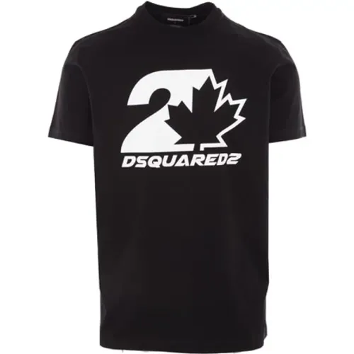 Schwarzes Leaf Logo T-Shirt - Dsquared2 - Modalova