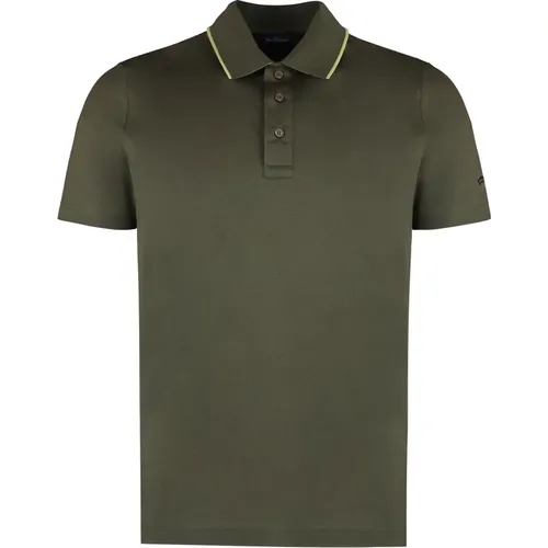 Baumwoll-Poloshirt mit gerippten Kanten , Herren, Größe: 2XL - PAUL & SHARK - Modalova