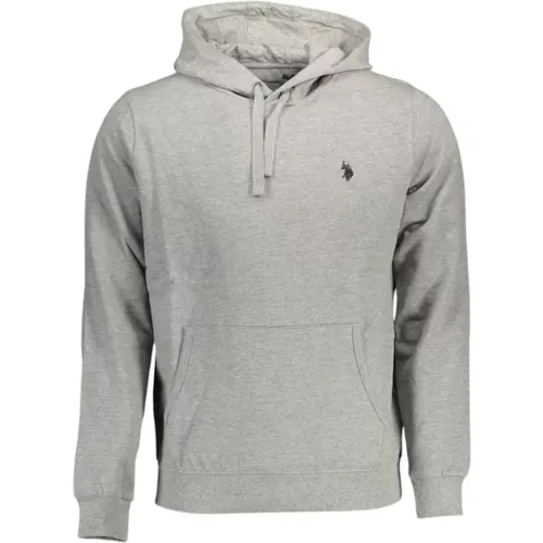 Grauer Kapuzenpullover mit gesticktem Logo , Herren, Größe: 3XL - U.S. Polo Assn. - Modalova