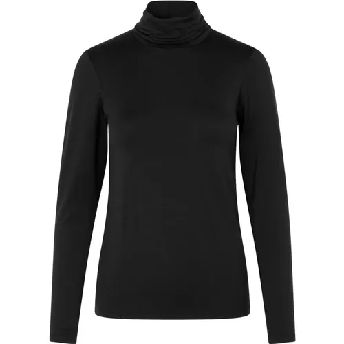 Schwarzes Rollkragen-Top mit langen Ärmeln , Damen, Größe: 2XL - Masai - Modalova