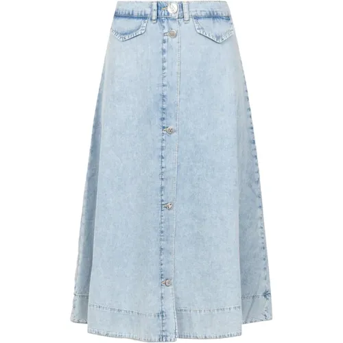 Denim Midi Skirt with Button Closure , female, Sizes: S - Moschino - Modalova