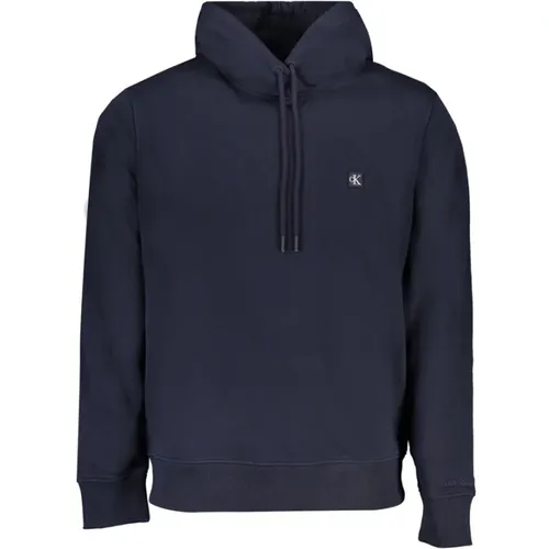 Blauer Baumwoll-Hoodie mit Logo , Herren, Größe: S - Calvin Klein - Modalova