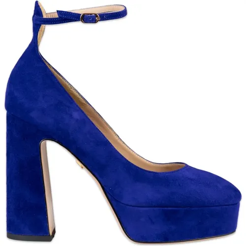 Blaue Wildleder High Heels , Damen, Größe: 37 EU - Lola Cruz - Modalova