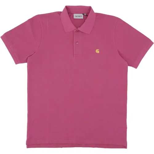 Pique Polo Magenta/Gold , Herren, Größe: L - Carhartt WIP - Modalova