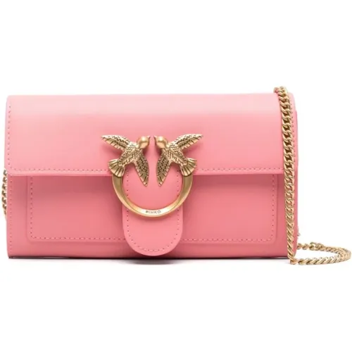 Flamingo Leather Chain Shoulder Bag , female, Sizes: ONE SIZE - pinko - Modalova