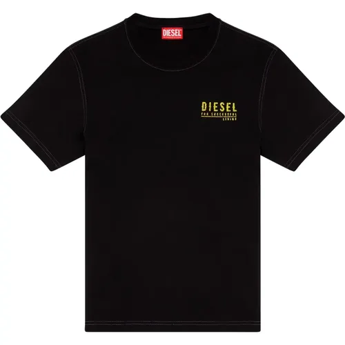 T-Shirt mit fleckigem Logo-Print , Herren, Größe: 2XL - Diesel - Modalova