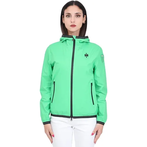 Grüne Damenjacke mit Logo Patch , Damen, Größe: L - Blauer - Modalova