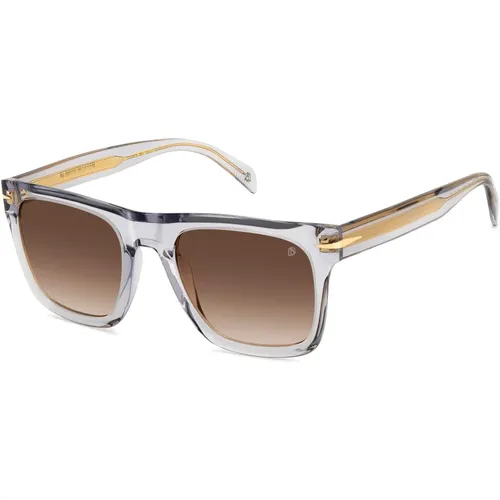 Flat Sunglasses in Transparent Grey/Brown Shaded , male, Sizes: 54 MM - Eyewear by David Beckham - Modalova