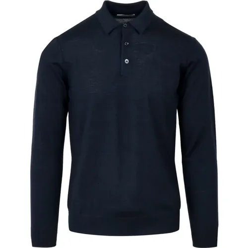 Blauer Woll-Polo-Pullover , Herren, Größe: M - Paolo Pecora - Modalova