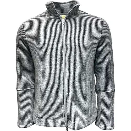 Grey Knit Jacket with Two-Way Zipper , male, Sizes: M, S, XL, L - Brixtol Textiles - Modalova