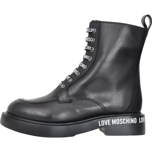 Schwarze Logo Print High-Top Stiefel - Love Moschino - Modalova