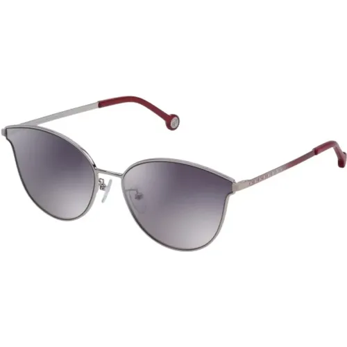 Graue Metallsonnenbrille für Frauen , Damen, Größe: 56 MM - Carolina Herrera - Modalova