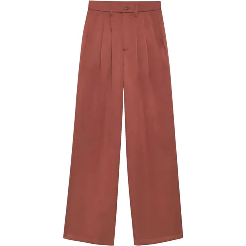 Terracotta Silk Wide Leg Pants , female, Sizes: XS - Anine Bing - Modalova