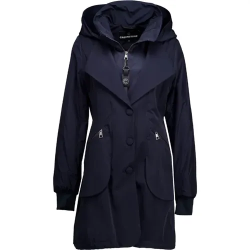 Elegant Navy Hooded Blazer Jacket , female, Sizes: 2XL, L, XL, M - Creenstone - Modalova