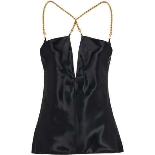 Satin Scoop Back Top , female, Sizes: XS, S - Salvatore Ferragamo - Modalova