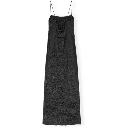 Schwarzes Strick-Midi-Kleid mit offenem Rücken , Damen, Größe: L - Ganni - Modalova