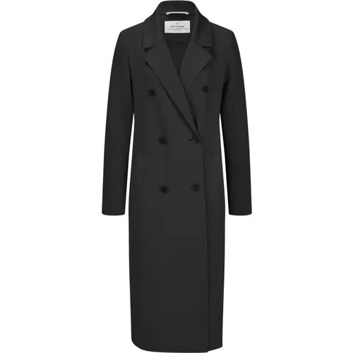 Gestreifter Scuba Jersey Mantel mit Steinnußknöpfen , Damen, Größe: XS - Milestone - Modalova