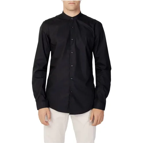 Schwarzes Hemd mit Mandarin-Kragen und Knöpfen - Antony Morato - Modalova