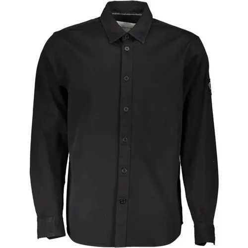 Relaxed Fit Cotton Shirt with Italian Collar and Logo Detail , male, Sizes: S - Calvin Klein - Modalova