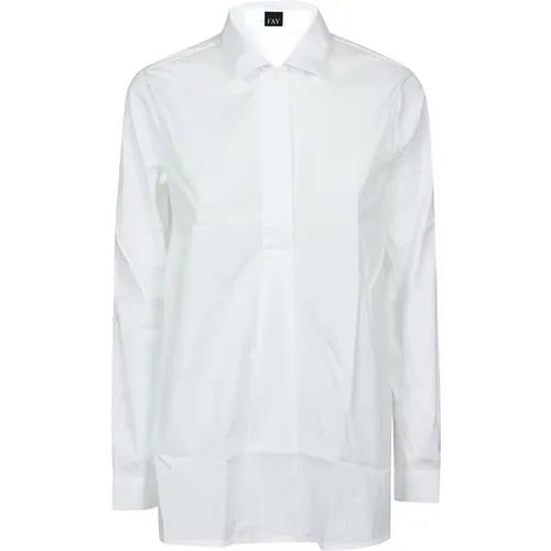 B001 Bianco Long Sleeve Shirt , female, Sizes: L, S - Fay - Modalova