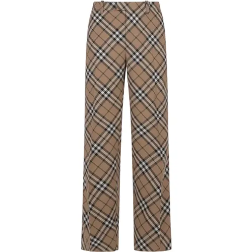 Check Wool-Blend Trousers , male, Sizes: L, XL - Burberry - Modalova